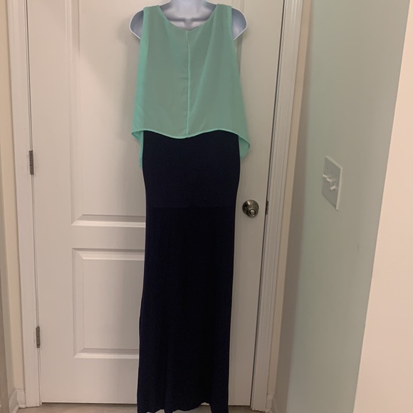 Pinkblush Mint Navy Overlay Maxi Dress - Picture 3 of 5